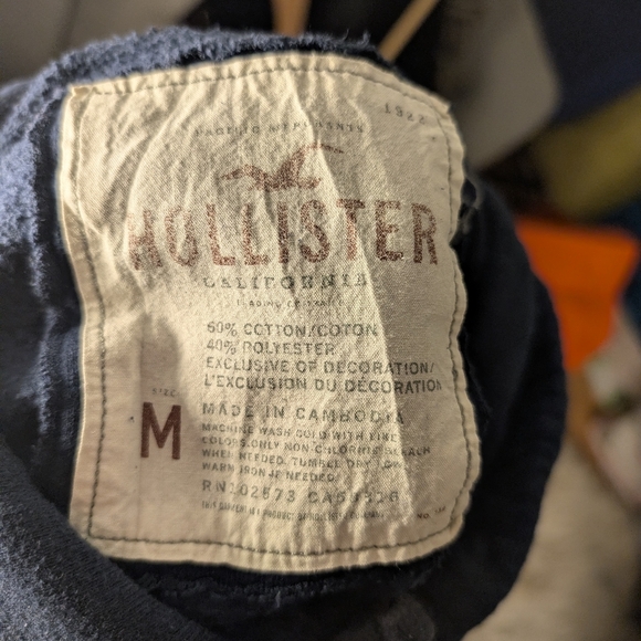 Y2K Hollister Women's Hoodie Navy Blue Vintage Pullover Size Medium 2000s - Picture 6 of 6